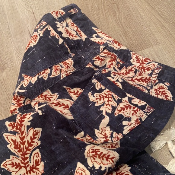 Free People Navy Floral Corduroy Pants - Picture 3 of 3